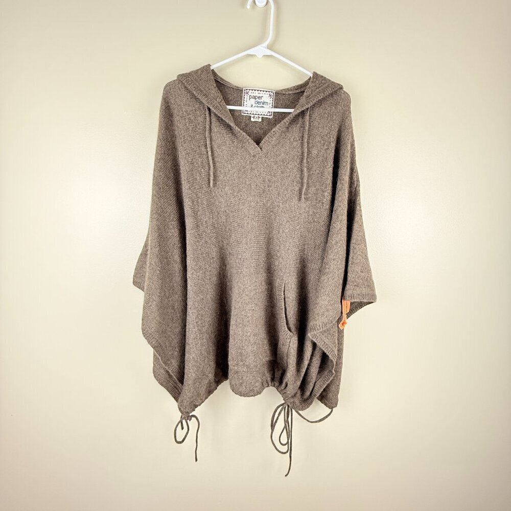 NWT Paper Denim & Cloth Merino Wool, Mohair and Alpaca Blend Hooded Poncho